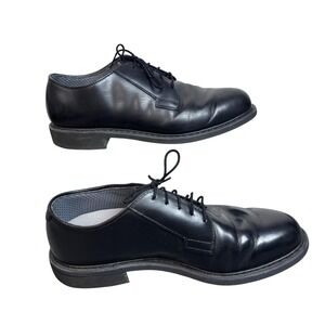 Bates Oxford Shoes Mens size 9 Black Leather Vibram Sole Plain Toe Uniform Dress